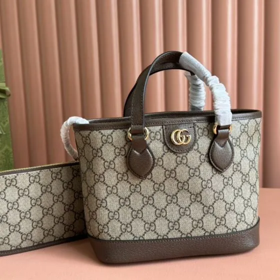 Gucci GG Supreme Tote GG Supreme Beige Brown 1 1 Replica