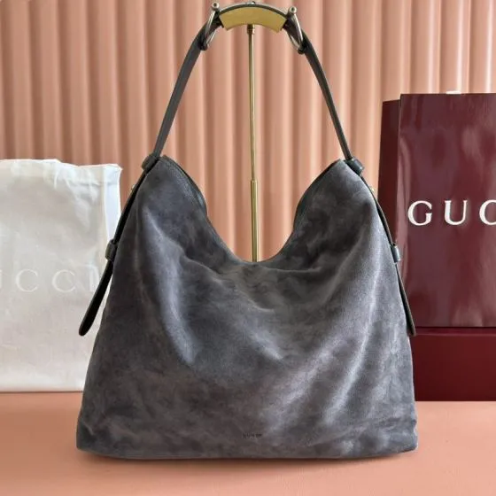 Gucci Beatrix Dark grey suede shoulder Premium Replica