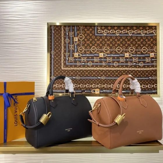 Louis Vuitton Speedy Soft 30 Black and Brown leather 30 everyday Premium Replica