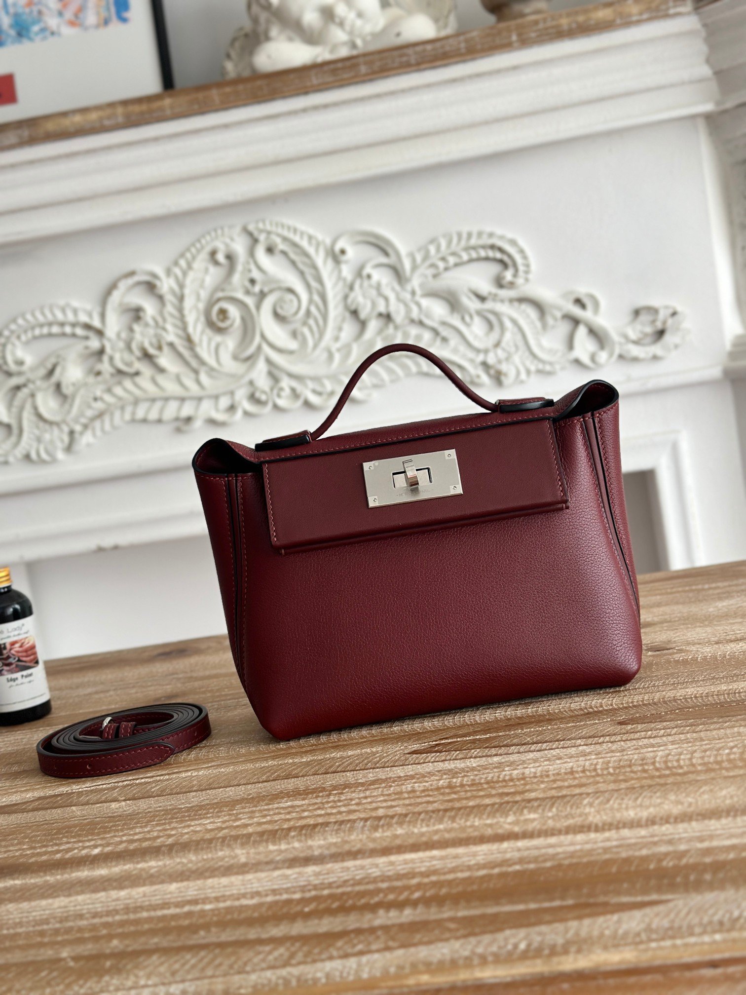 Hermes 2424 Burgundy mini crossbody everyday