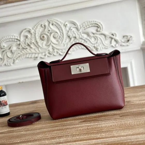 Hermes 2424 Burgundy mini crossbody Premium Replica