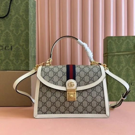 Gucci Ophidia 651055 GG Supreme beige ebony with white trim 25x17 5x7cm crossbody Top Quality Replica