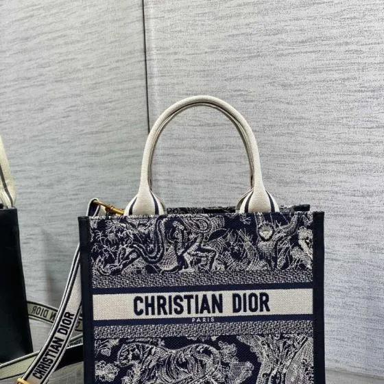 Dior Navy Blue and White Jacquard tote Premium Replica