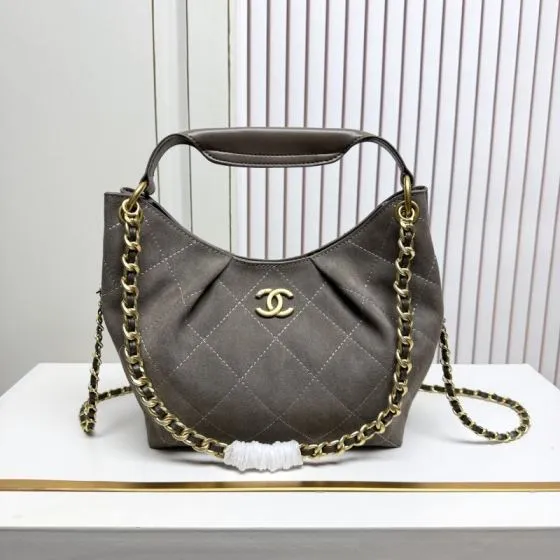 Chanel Hobo Taupe suede shoulder Premium Replica