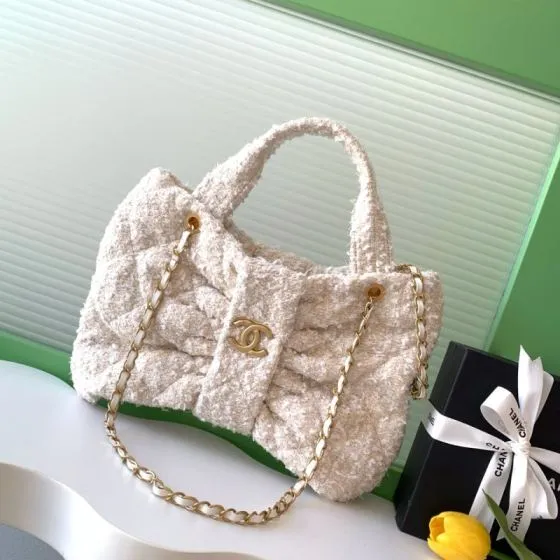 Chanel Cream tweed shoulder 1 1 Replica