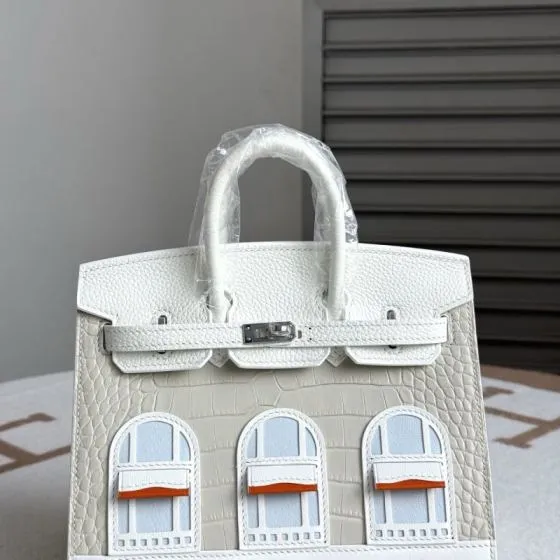 Hermes Birkin 20 White matte crocodile 20cm handbag — AAA Quality Replica