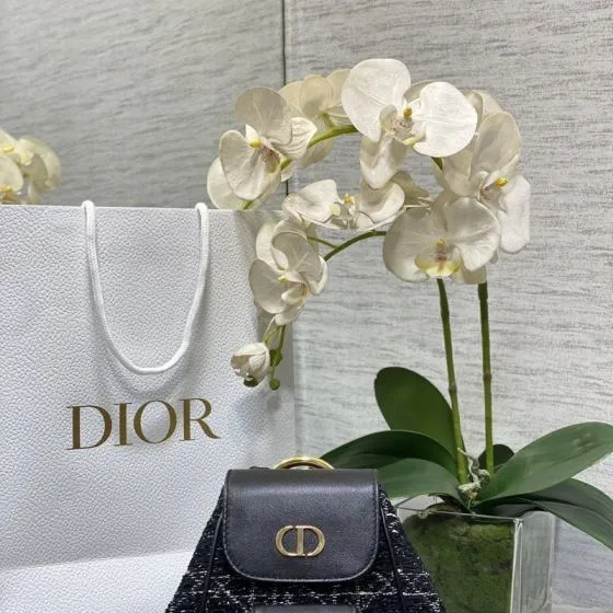 Dior Caro Black tweed with black leather backpack — Top Quality Replica