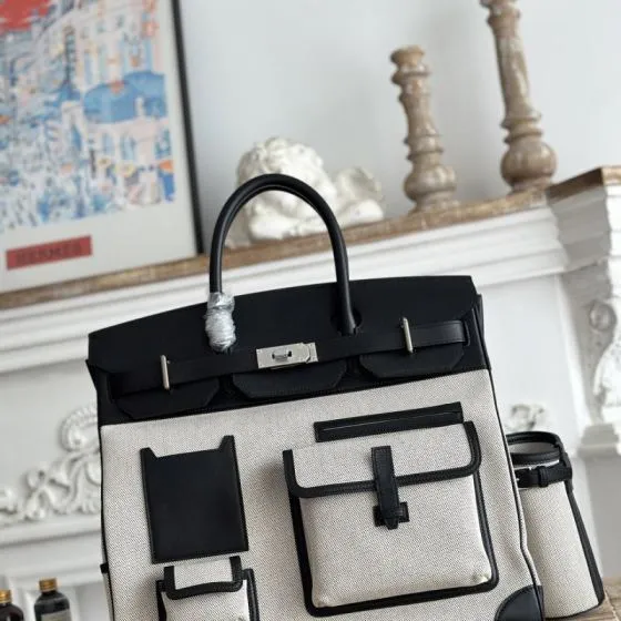 Hermes HAC 40 Cargo Black and Beige 40 work — Top Quality Replica