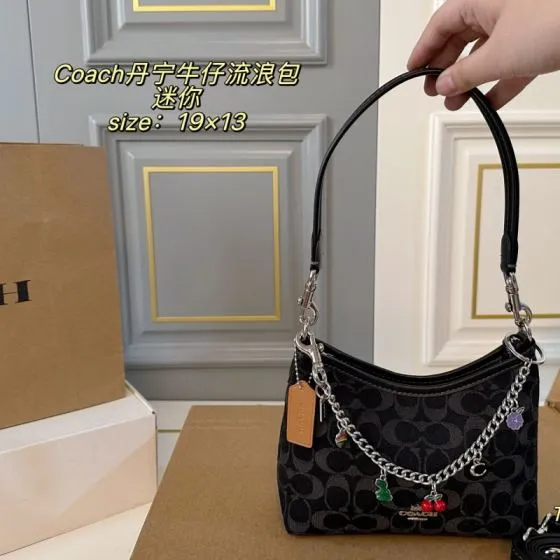 Coach Black denim signature monogram 19x13cm mini shoulder Premium Replica
