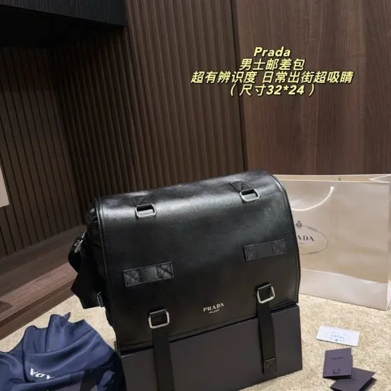 Prada Black leather 32 24cm crossbody Top Quality Replica