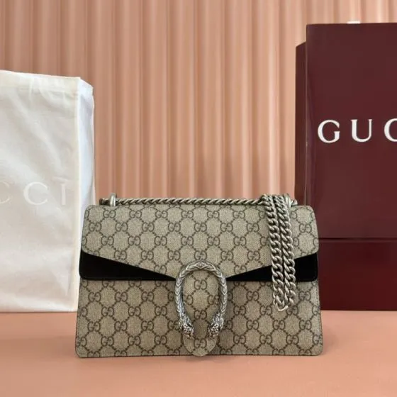 Gucci Dionysus GG Supreme beige ebony with black trim 28 18 9cm shoulder Premium Replica