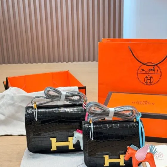 Hermes Constance Black crocodile leather shoulder — 1:1 Replica