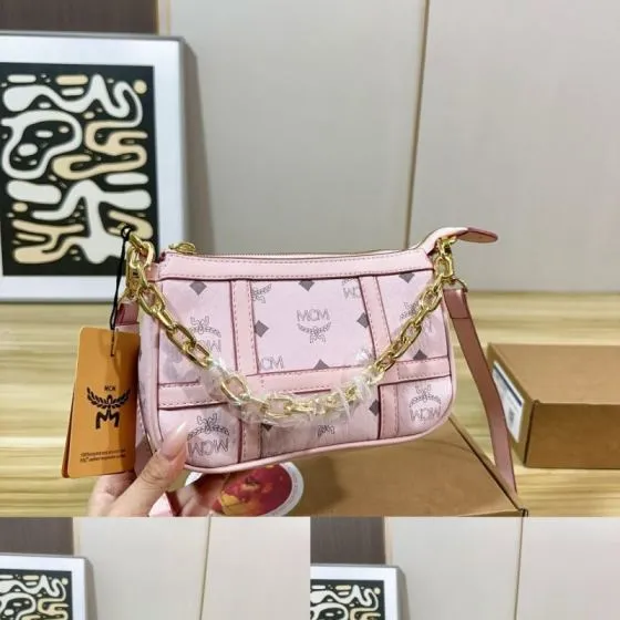 MCM Black Monogram 21x13cm shoulder Premium Replica