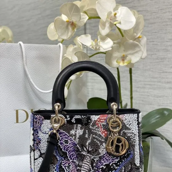 Dior Lady Multicolor beaded shoulder Top Quality Replica