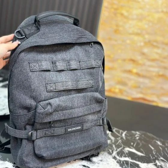 Balenciaga Heather gray denim 42x49x15cm backpack Top Quality Replica