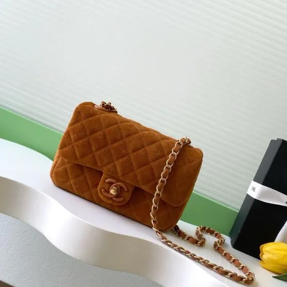 Chanel Classic Flap Brown suede shoulder AAA Quality Replica