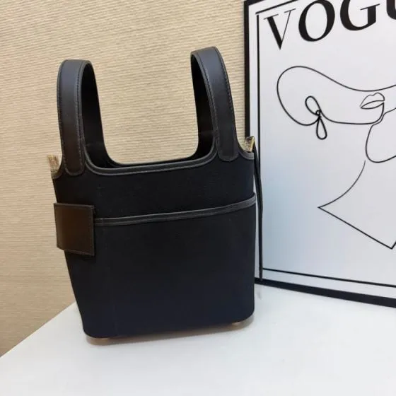 Hermes Cargo Picotin Black canvas and leather 18cm everyday — Premium Replica