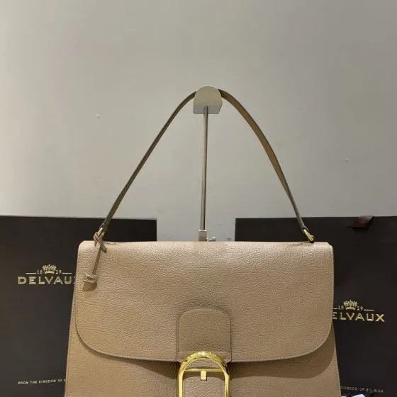 Delvaux Temp te Beige grained leather shoulder AAA Quality Replica