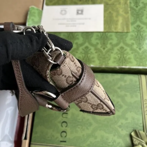 Gucci Horsebit Chain GG Supreme beige brown with green-red-green stripe crossbody Premium Replica