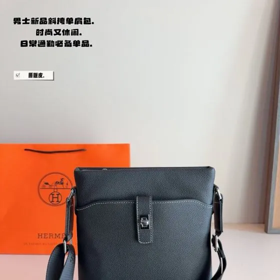 Hermes Black leather crossbody — Top Quality Replica