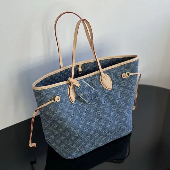 Louis Vuitton Neverfull Blue Monogram Denim tote Top Quality Replica