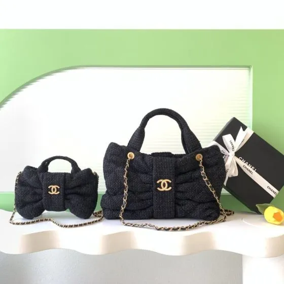 Chanel Black tweed shoulder 1 1 Replica