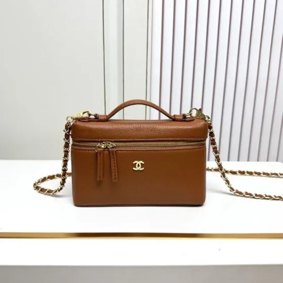 Chanel Vanity Case Brown crossbody Top Quality Replica