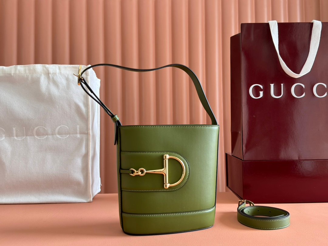 Gucci 1955 Horsebit Bucket Bag Olive Green mini shoulder everyday