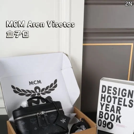 MCM Aren Visetos Black Monogram Cognac Visetos 19x12cm crossbody Premium Replica