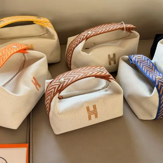 Hermes Beige canvas with brown embroidered H 20x11cm everyday — 1:1 Replica