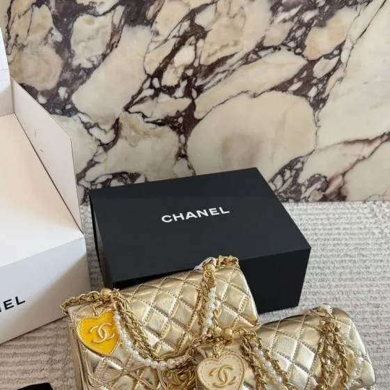 Chanel Metallic Gold Silver mini shoulder Premium Replica