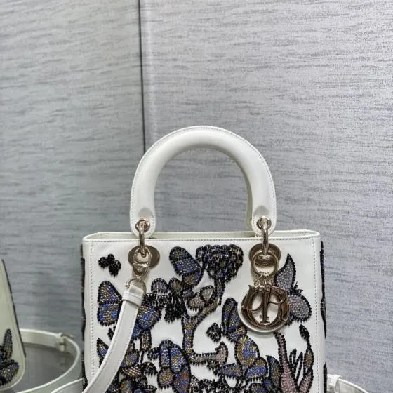 Dior Lady White multicolor beaded floral shoulder Top Quality Replica