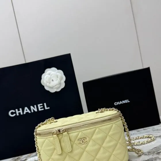 Chanel Vanity Case Light Yellow mini crossbody Premium Replica