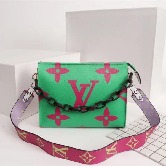 Louis Vuitton Green and Pink Monogram 25x20x5cm shoulder Premium Replica