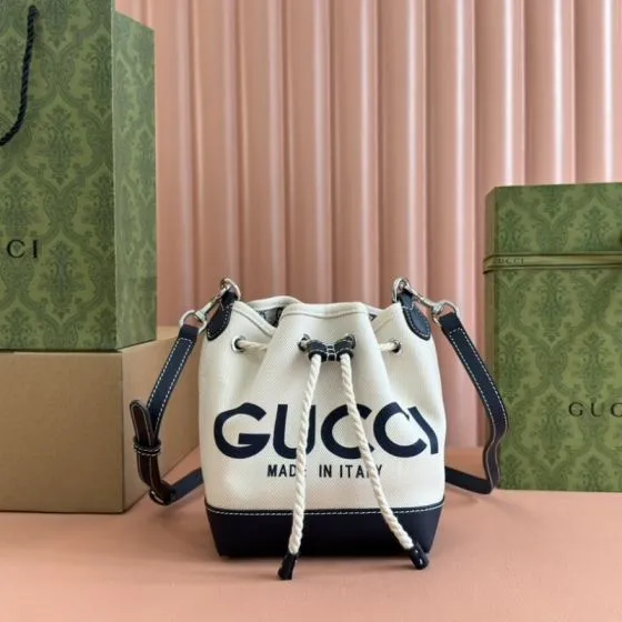 Gucci White and Navy Canvas crossbody Top Quality Replica