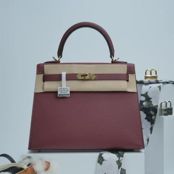 Hermes Kelly Burgundy Epsom handbag 1 1 Replica