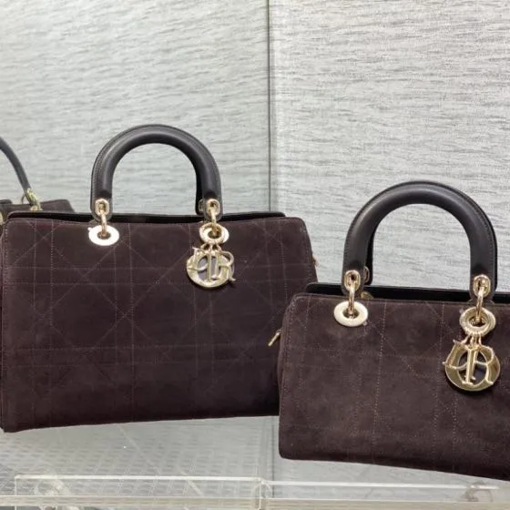 Dior Lady Dark Brown Suede shoulder AAA Quality Replica