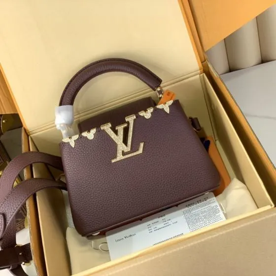 Louis Vuitton Capucines Dark brown shoulder AAA Quality Replica