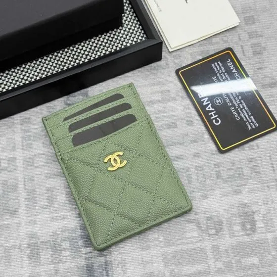 Chanel Green caviar card holder AAA Quality Replica