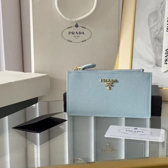 Prada 1MC079 Light blue Saffiano leather 30x22x12cm wallet on chain — Top Quality Replica