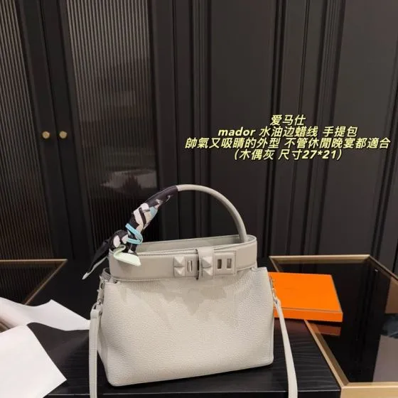 Hermes Mador Light gray 27 21cm shoulder AAA Quality Replica