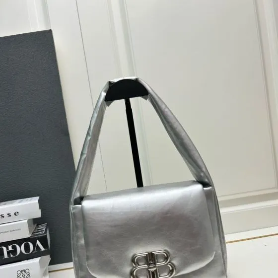 Balenciaga Monaco Metallic Silver 24x18x10cm shoulder Top Quality Replica