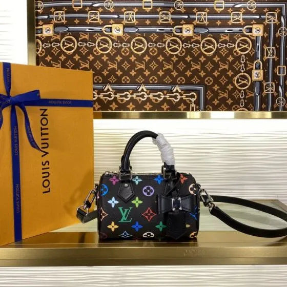 Louis Vuitton Nano Speedy Black Multicolor Monogram nano crossbody Premium Replica