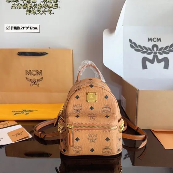 MCM Stark Cognac Visetos 21 9 17cm backpack Premium Replica