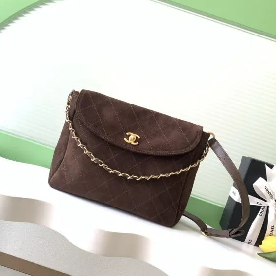 Chanel Brown suede 30cm shoulder 1 1 Replica