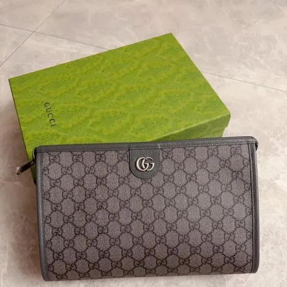 Gucci Ophidia GG Supreme Grey clutch Top Quality Replica