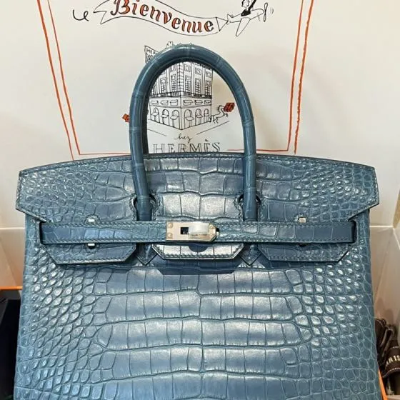 Hermes Birkin 25 Blue crocodile 25 handbag — 1:1 Replica