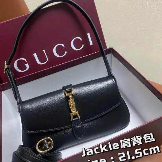 Gucci Jackie Black 21 5cm shoulder 1 1 Replica