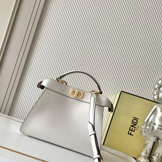 Fendi Peekaboo White 33x22x14cm shoulder bag Premium Replica