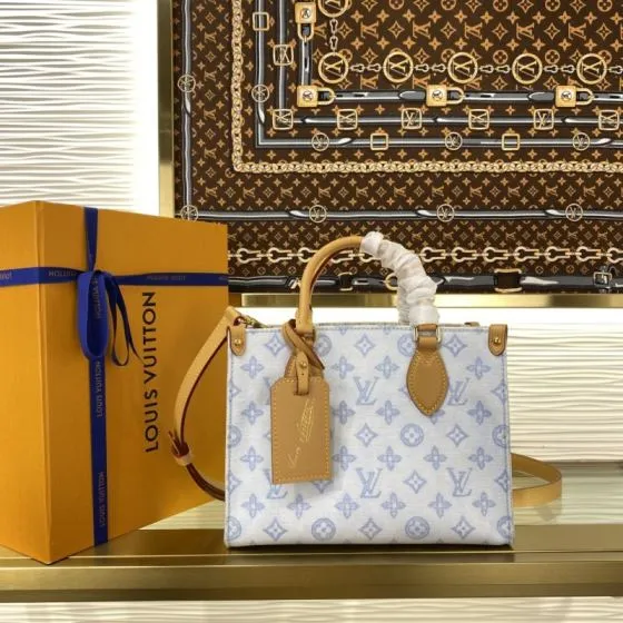 Louis Vuitton OnTheGo Blue White Monogram tote Top Quality Replica